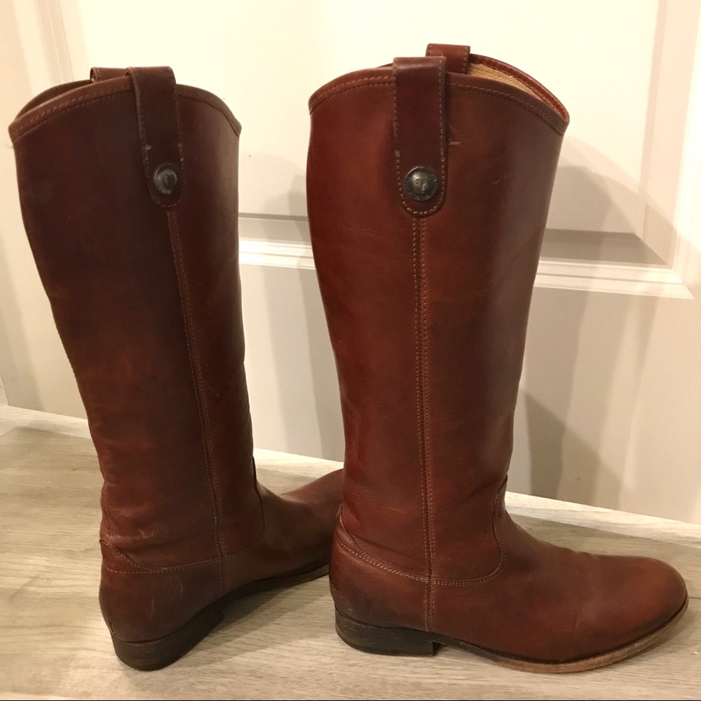 Frye Melissa Button Cognac Leather Knee High Boot - Picture 14 of 16